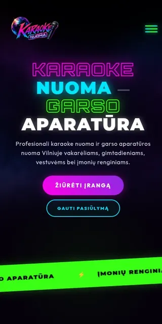 „Karaoke Nuoma“ svetainės mobilioji peržiūra