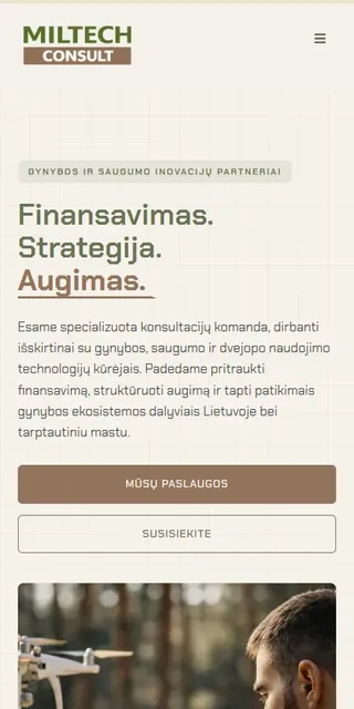 „Miltech Consult“ svetainės mobilioji peržiūra