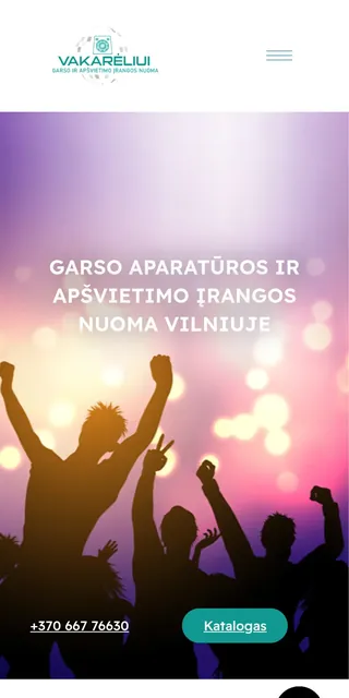 „Vakarėliui“ svetainės mobilioji peržiūra